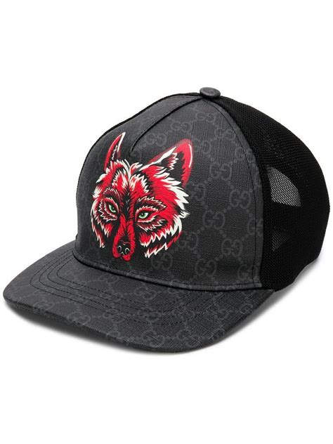 casquette gucci loup noir|chapeaux gucci homme.